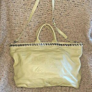 ANTONIO CRISTIANO-Light Olive Italian Leather Tote/Shoulder/Xbody-Studded-NEW